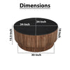 Montoya Coffee Table | 34" Round Black Top | Brown Mango Wood Fluted Plinth Base By The Urban Port