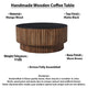 Montoya Coffee Table | 34" Round Black Top | Brown Mango Wood Fluted Plinth Base By The Urban Port