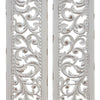 Ozy Carved Wall Art Panel Set of 2, Handcrafted Distressed White Mango Wood, 50 Inch Tall By The Urban Port