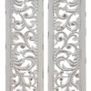 Ozy Carved Wall Art Panel Set of 2 Handcrafted Distressed White Mango Wood 50 Inch Tall By The Urban Port UPT-330432