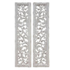 Ozy Carved Wall Art Panel Set of 2 Handcrafted Distressed White Mango Wood 50 Inch Tall By The Urban Port UPT-330432