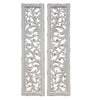 Ozy Carved Wall Art Panel Set of 2, Handcrafted Distressed White Mango Wood, 50 Inch Tall By The Urban Port