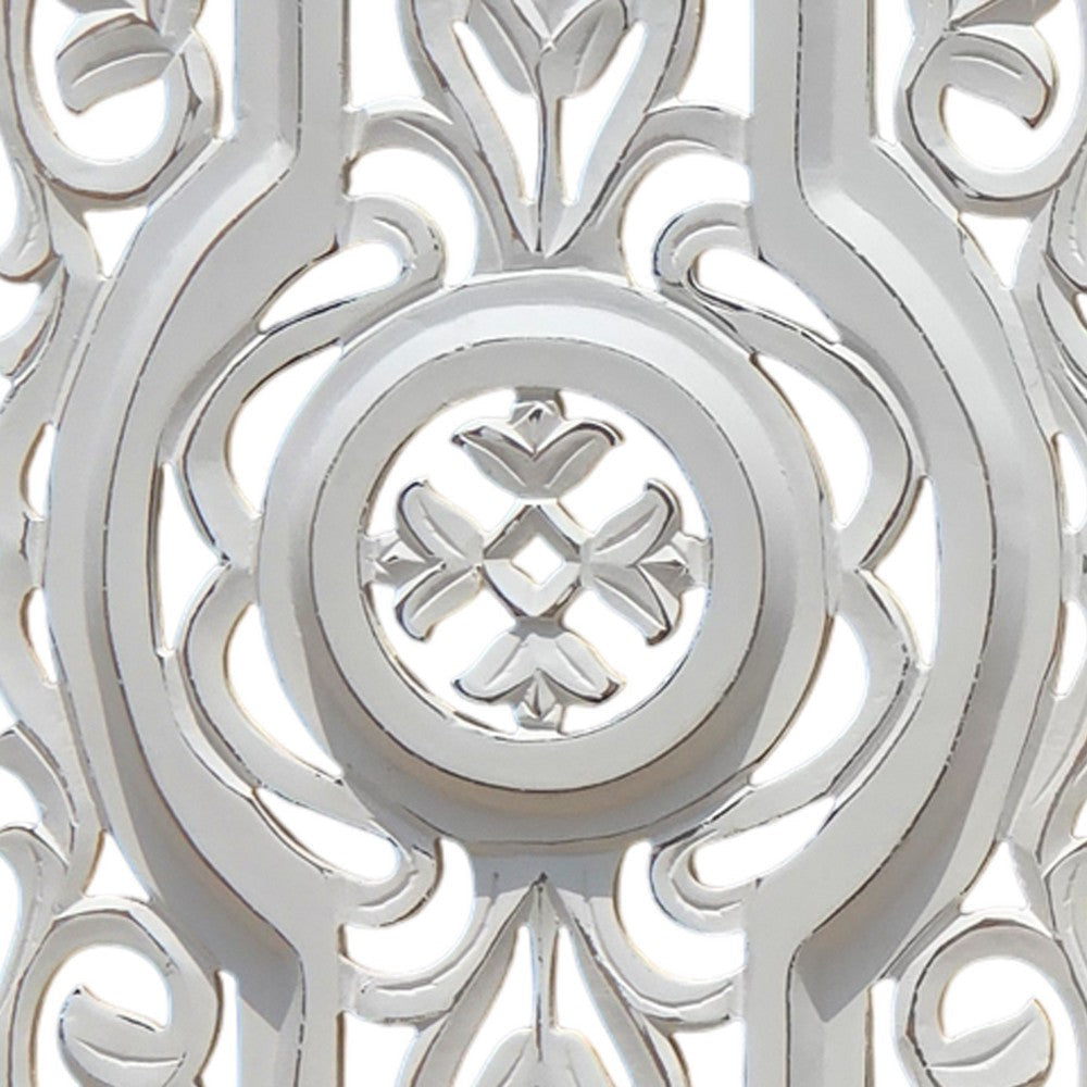 Ozy Carved Wood Wall Art Panel Set of 2 | Handcrafted Ornate Decor | Distressed White | 16x48 By The Urban Port UPT-330433