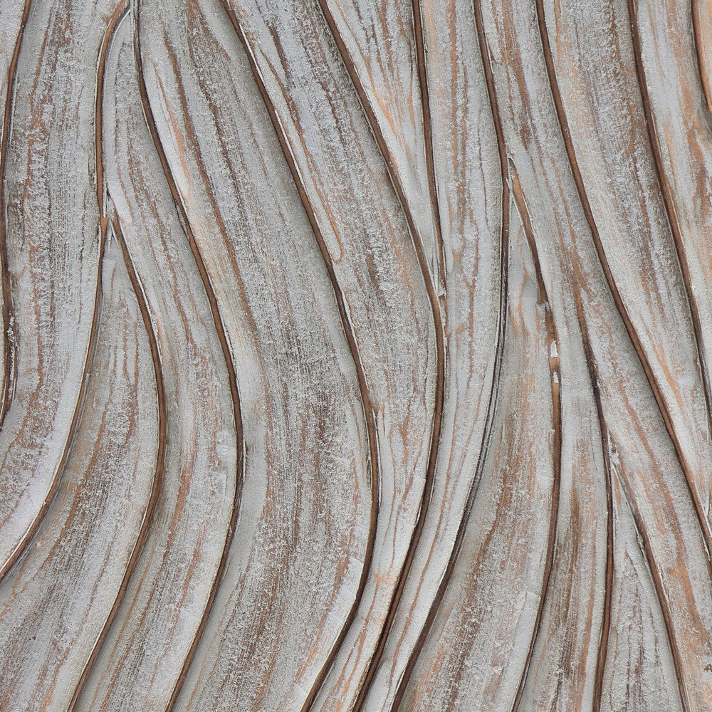 2pc Ocean Wave Wood Wall Art Panels | 16x48 Inch Abstract and Wave Pattern Decor| Gray By The Urban Port UPT-330435