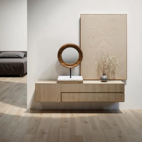 Focus Tabletop Sculpture | Brown Mango Wood Ring Design | | Black Iron Stem and Marble Base By The Urban Port