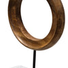 Focus Tabletop Sculpture | Brown Mango Wood Ring Design | Black Iron Stem and Marble Base By The Urban Port UPT-330436