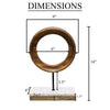 Focus Tabletop Sculpture | Brown Mango Wood Ring Design | Black Iron Stem and Marble Base By The Urban Port UPT-330436