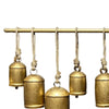 Neyra Iron Cow Bells Wall Decor 48 Inch Wide Decorative, Antique Gold Finish, Jute Hanging Rope By The Urban Port