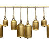 Neyra Iron Cow Bells Wall Decor 48 Inch Wide Decorative, Antique Gold Finish, Jute Hanging Rope By The Urban Port
