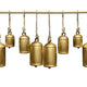 Neyra Iron Cow Bells Wall Decor 48 Inch Wide Decorative, Antique Gold Finish, Jute Hanging Rope By The Urban Port