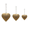 Myri Decorative Metal Heart Wall Decor Set of 3, Antique Gold Iron with Jute Hanging Rope, 12, 9.5, 7 Inches By The Urban Port