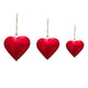 Myri Decorative Metal Heart Wall Decor Set of 3, Classic Red with Jute Hanging Rope, 12, 9.5, 7 Inches By The Urban Port