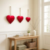 Myri Decorative Metal Heart Wall Decor Set of 3, Classic Red with Jute Hanging Rope, 12, 9.5, 7 Inches By The Urban Port