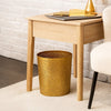 10" Decorative Iron Wastebasket Trash Can | Matte Gold | Leaf Etched Design By The Urban Port