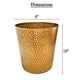 10" Decorative Iron Wastebasket Trash Can | Matte Gold | Leaf Etched Design By The Urban Port
