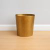 10" Decorative Iron Wastebasket Trash Can | Matte Gold | Leaf Etched Design By The Urban Port