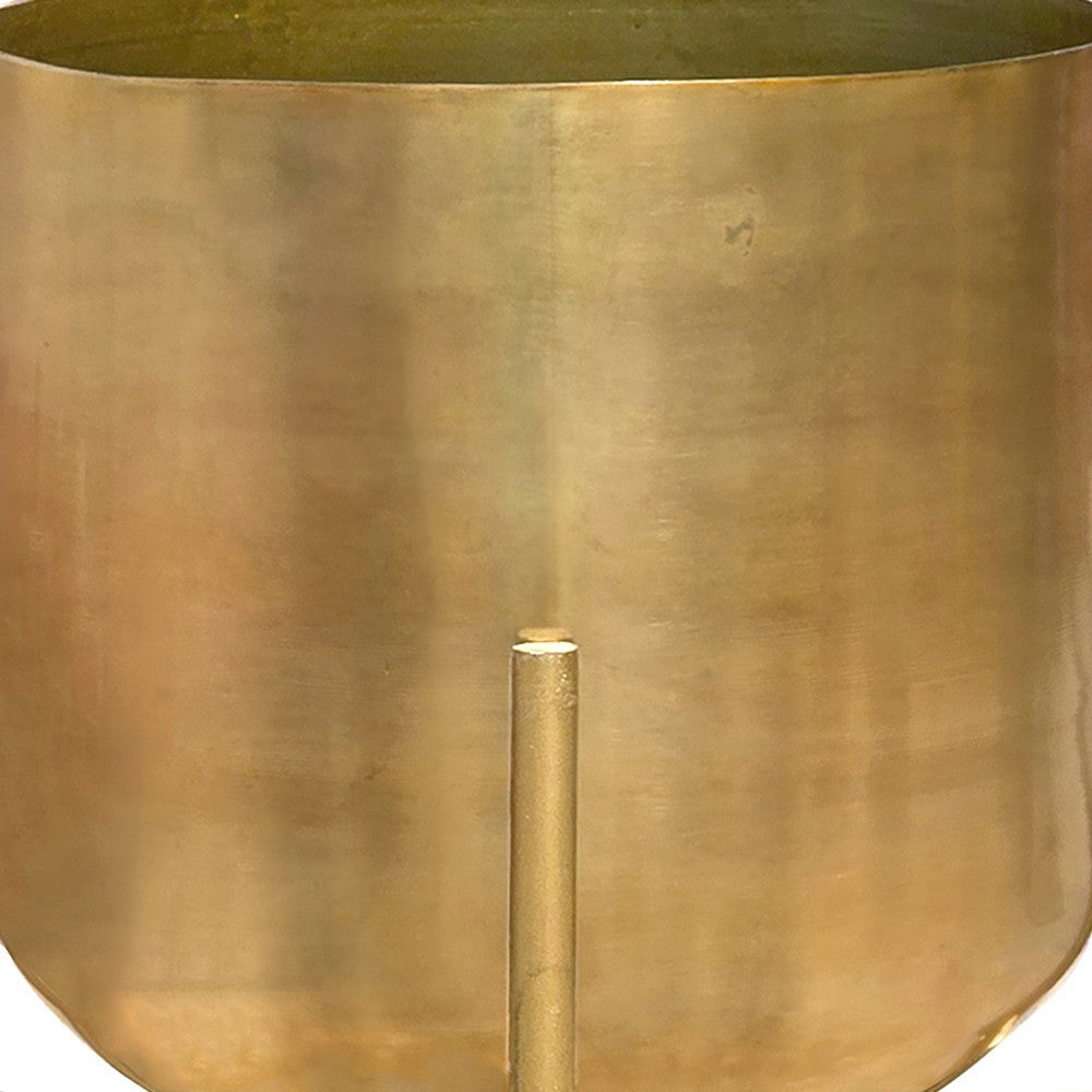 Aira Set of 2 Planters | 19, 22" Tall | Foldable Metal Stand | Antique Brass Finish By The Urban Port