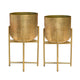 Aira Set of 2 Planters | 19, 22" Tall | Foldable Metal Stand | Antique Brass Finish By The Urban Port