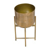 Aira Set of 2 Planters | 19, 22" Tall | Foldable Metal Stand | Antique Brass Finish By The Urban Port