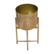 Aira Set of 2 Planters | 19, 22" Tall | Foldable Metal Stand | Antique Brass Finish By The Urban Port