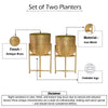 Aira Set of 2 Planters | 19, 22" Tall | Foldable Metal Stand | Antique Brass Finish By The Urban Port