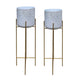 Aira Set of 2 Planters | 20, 22" Tall | Gold Foldable Metal Stand | White Speckled Pattern By The Urban Port