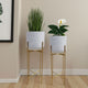 Aira Set of 2 Planters | 20, 22" Tall | Gold Foldable Metal Stand | White Speckled Pattern By The Urban Port