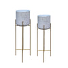 Aira 39, 46" Tall Planters Set of 2 | Gold Foldable Metal Stand | White Speckled Pattern By The Urban Port