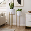 Aira 39, 46" Tall Planters Set of 2 | Gold Foldable Metal Stand | White Speckled Pattern By The Urban Port