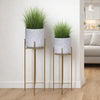 Aira 39, 46" Tall Planters Set of 2 | Gold Foldable Metal Stand | White Speckled Pattern By The Urban Port