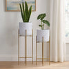 Aira 39, 46" Tall Planters Set of 2 | Gold Foldable Metal Stand | White Speckled Pattern By The Urban Port