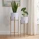 Aira 39, 46" Tall Planters Set of 2 | Gold Foldable Metal Stand | White Speckled Pattern By The Urban Port