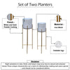 Aira 39, 46" Tall Planters Set of 2 | Gold Foldable Metal Stand | White Speckled Pattern By The Urban Port