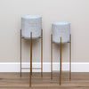 Aira 39, 46" Tall Planters Set of 2 | Gold Foldable Metal Stand | White Speckled Pattern By The Urban Port