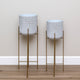 Aira 39, 46" Tall Planters Set of 2 | Gold Foldable Metal Stand | White Speckled Pattern By The Urban Port