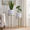 Aira 39, 46" Tall Planters Set of 2 | Gold Foldable Metal Stand | White Speckled Pattern By The Urban Port