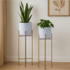 Aira 39, 46" Tall Planters Set of 2 | Gold Foldable Metal Stand | White Speckled Pattern By The Urban Port