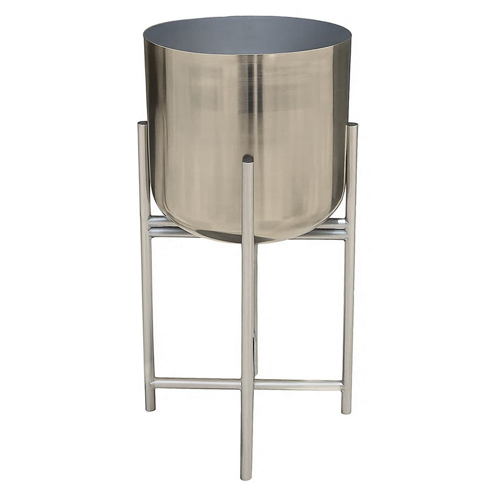 Aira Set of 2 Planters | 19, 22" Tall | Foldable Iron Stand | Nickel Finish By The Urban Port