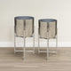 Aira Set of 2 Planters | 19, 22" Tall | Foldable Iron Stand | Nickel Finish By The Urban Port