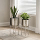 Aira Set of 2 Planters | 19, 22" Tall | Foldable Iron Stand | Nickel Finish By The Urban Port