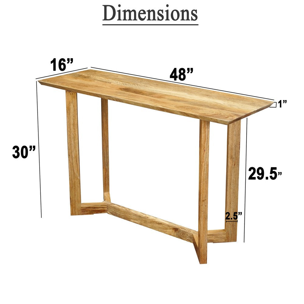 Nina Console Table | 48’’ Rectangular Top | Open Frame with Trestle Base | Natural Brown Mango Wood By The Urban Port UPT-332347