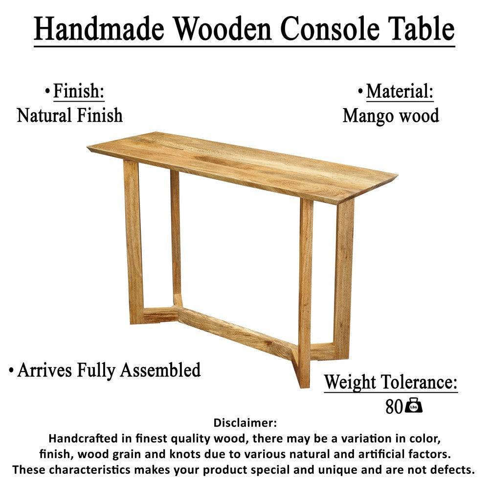 Nina Console Table | 48’’ Rectangular Top | Open Frame with Trestle Base | Natural Brown Mango Wood By The Urban Port UPT-332347