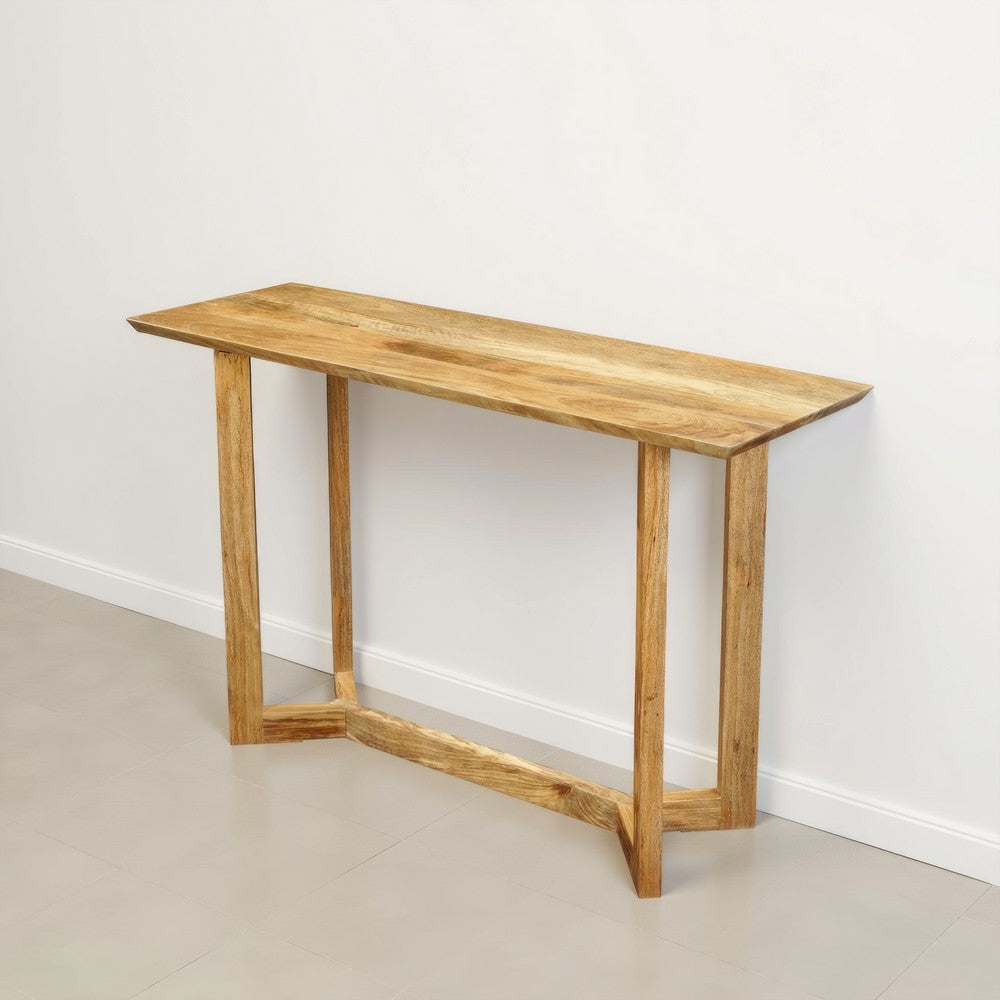 Nina Console Table | 48’’ Rectangular Top | Open Frame with Trestle Base | Natural Brown Mango Wood By The Urban Port UPT-332347