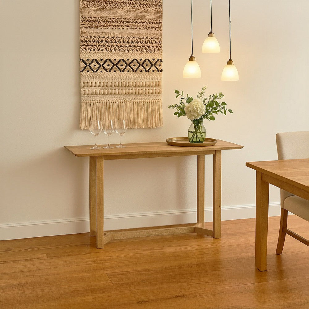 Nina Console Table | 48’’ Rectangular Top | Open Frame with Trestle Base | Natural Brown Mango Wood By The Urban Port UPT-332347