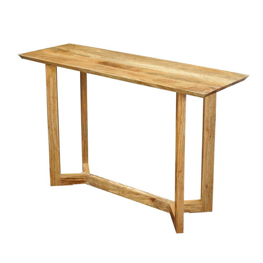 Nina Console Table | 48’’ Rectangular Top | Open Frame with Trestle Base | Natural Brown Mango Wood By The Urban Port UPT-332347
