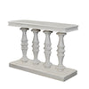 Sofa Console Table, 42 Inch Top, Sandlasted Washed White Mango Wood, Turned Pillar Legs By The Urban Port