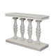 Sofa Console Table, 42 Inch Top, Sandlasted Washed White Mango Wood, Turned Pillar Legs By The Urban Port
