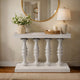 Sofa Console Table, 42 Inch Top, Sandlasted Washed White Mango Wood, Turned Pillar Legs By The Urban Port
