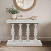 Sofa Console Table, 42 Inch Top, Sandlasted Washed White Mango Wood, Turned Pillar Legs By The Urban Port