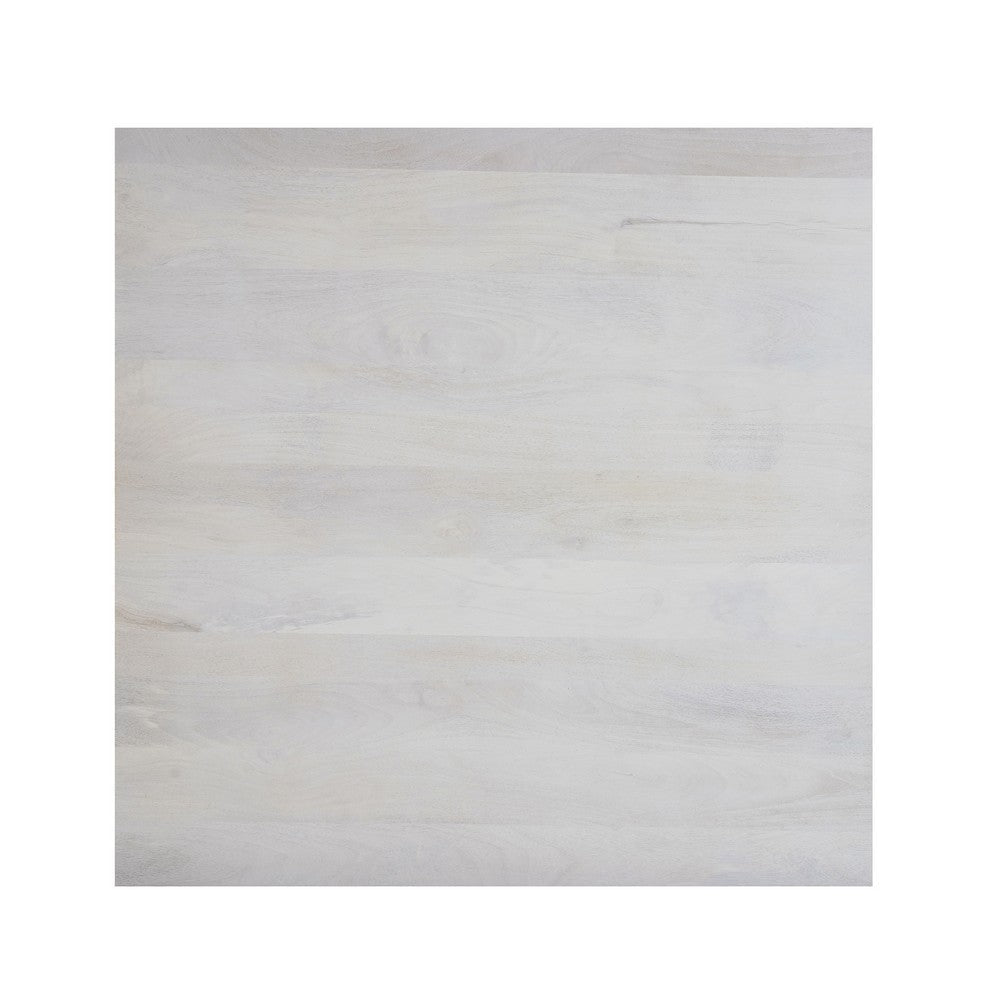 Aya 40’’ Square Coffee Table | Biscotti White Mango Wood | Bold Angled Legs By The Urban Port UPT-332349